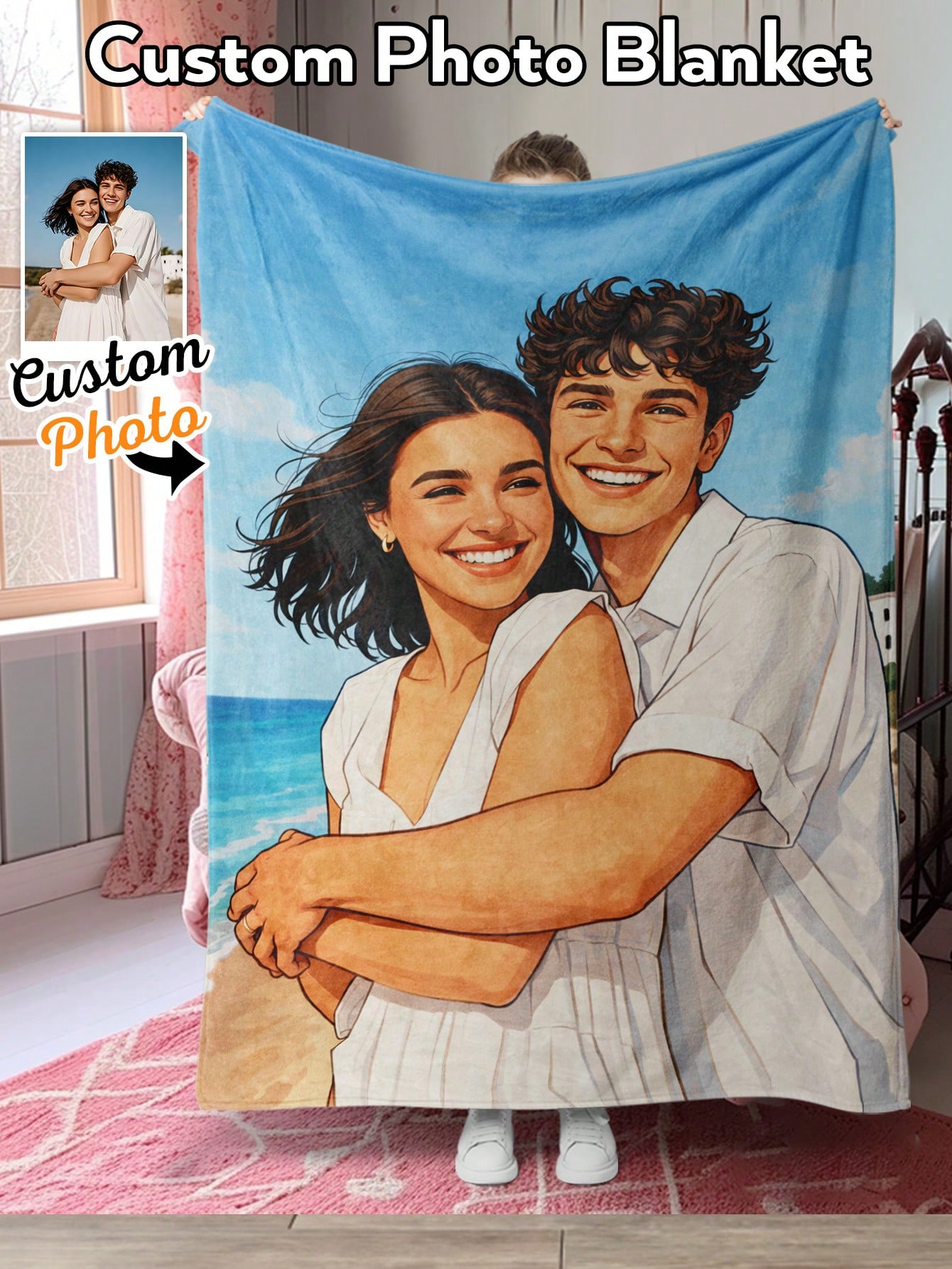 Christmas Throw Blanket - Coperta personalizzata con foto in stile