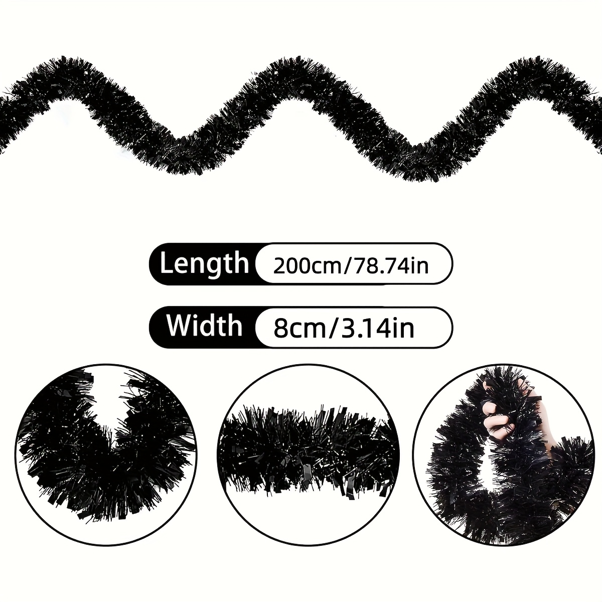 1 pz Ghirlanda Nera in Tinsel  - Tinsel Garland Decoration recensione e prezzo